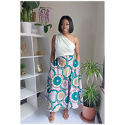 African Prints Ankara Skirt | Amarachi Green/Liliac Skirt
