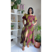 African Prints Ankara Slit Maxi  Dress | Chetachi Slit Maxi Dress