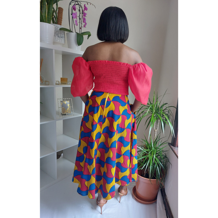 African Prints Ankara Skirt | Amarachi Blue/Red  Skirt