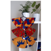 AFRICAN PRINTS COLLAR | BLUE/YELLOW/RED HEADWRAP,TOTE BAG AND COLLAR SET