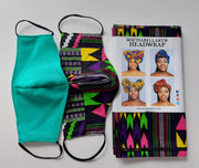 Headwrap & 2 FaceMasks,reversible & Washable 100% Cotton Face Masks. ONE SIZE ONLY