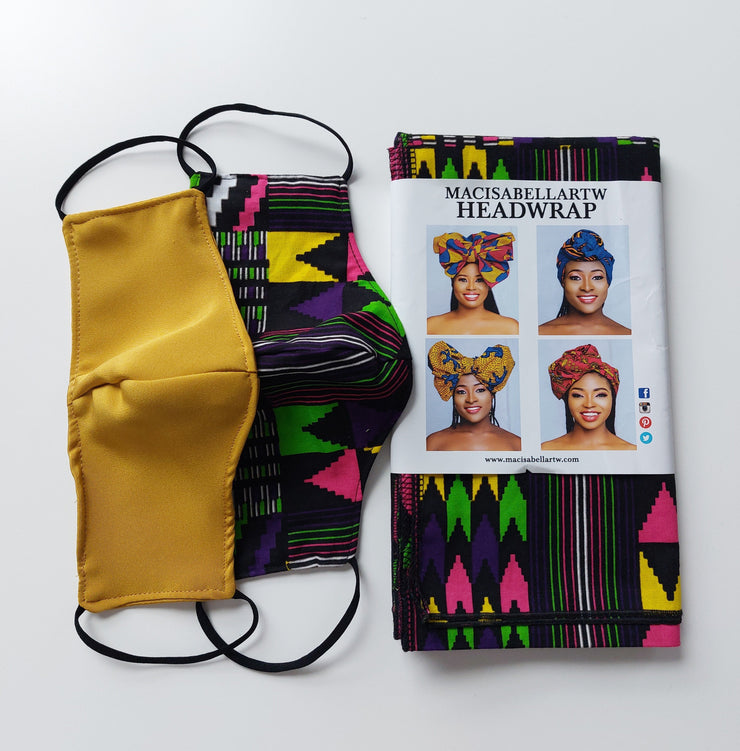 Headwrap & FaceMasks,Reversible & Washable 100% Cotton Face Masks. ONE SIZE ONLY