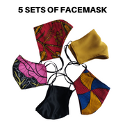 5 Sets Of Handmade Face Masks,Pleated, Reversible & Washable 100% Cotton Face Masks. ONE SIZE ONLY
