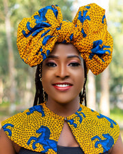 AFRICAN PRINTS ANKARA SETS |  RED HEADWRAP  AND CAPE SETS