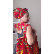 AFRICAN PRINTS COLLAR |RED HEADWRAP,TOTE BAG AND COLLAR SET