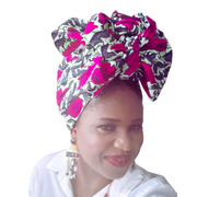 AFRICAN PRINTS  ANKARA HEAD-WRAP | CHI  PINK HEAD-WRAP